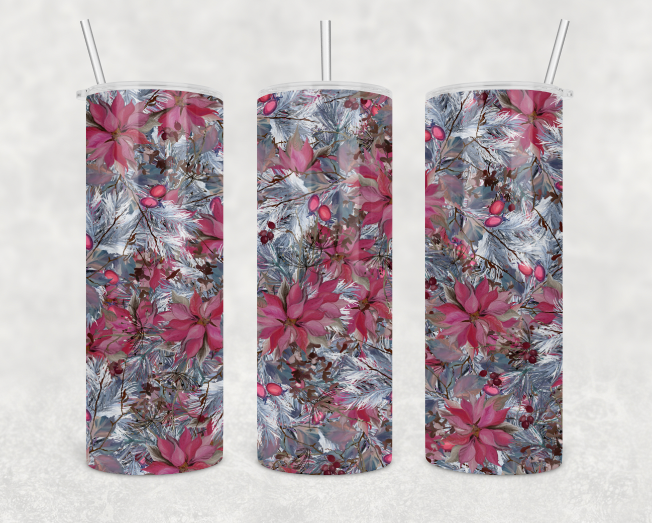Christmas Flowers Skinny Tumbler