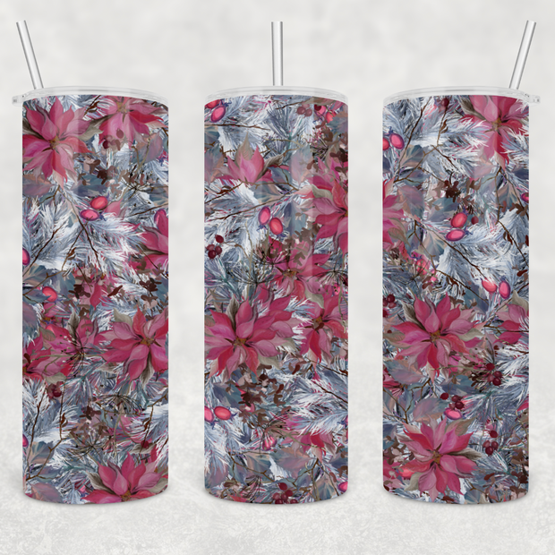 Christmas Flowers Skinny Tumbler