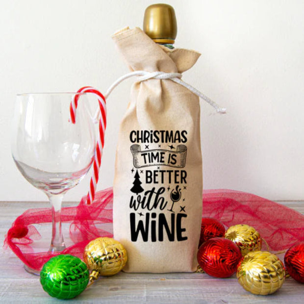 Christmas Burlap Wine Bag