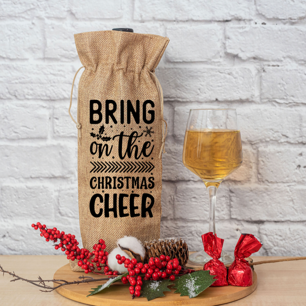 Christmas Burlap Wine Bag