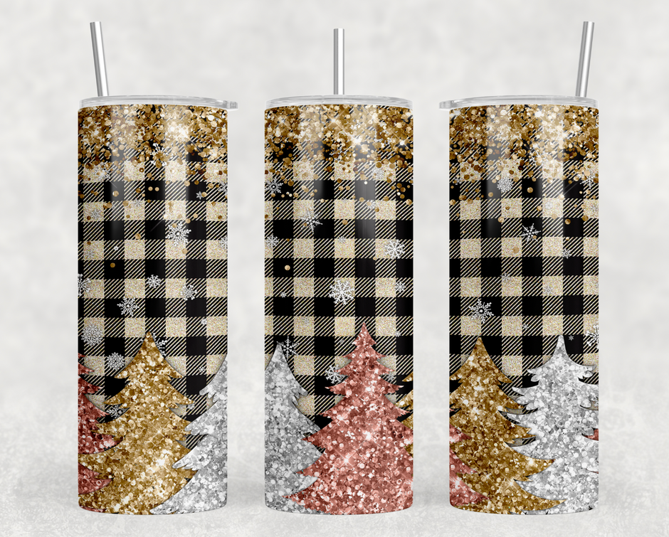 Plaid Glitter Tumbler