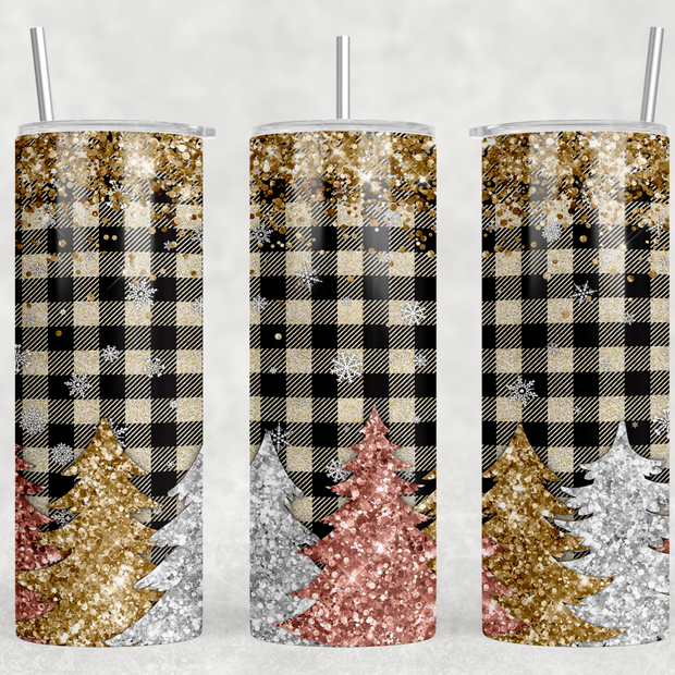 Plaid Glitter Tumbler