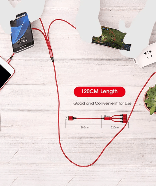3-Port LED Car Charger Pink