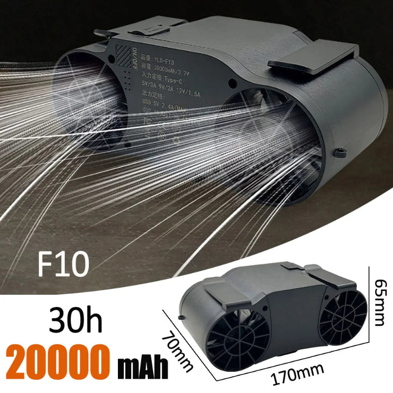 TIASTHAN 30000mAh Rechargeable Waist Clip Fan with 7 Speeds, Digital Display and Power Bank Function