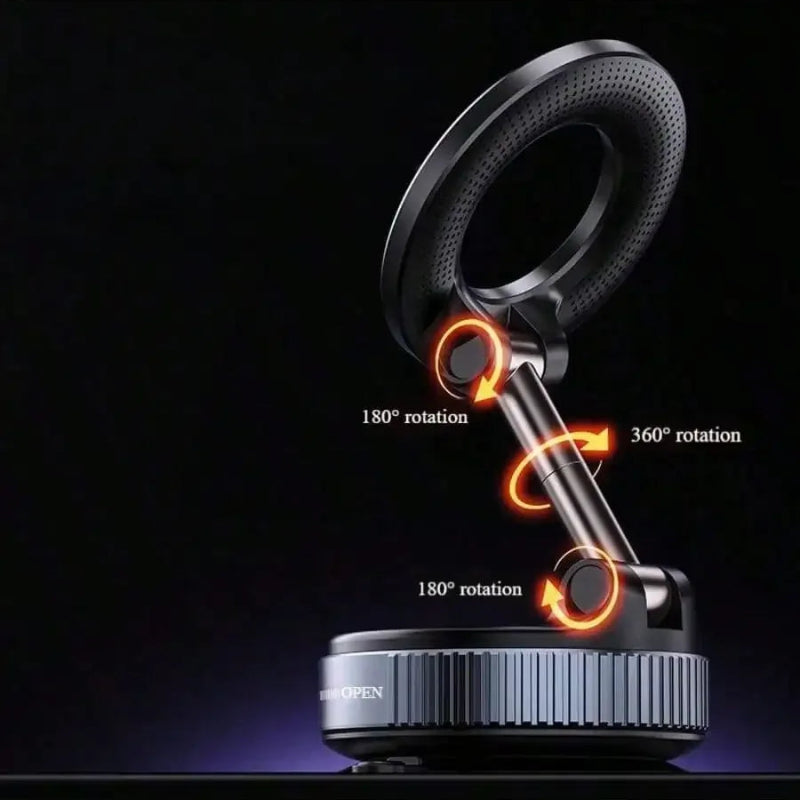 2PCS 360° Rotating Magnetic Vacuum Suction Cup Car Phone Holder – Adjustable Phone Mount Stand for iPhone & Android