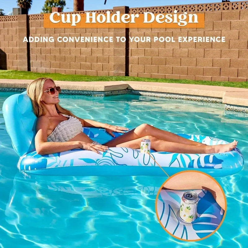 Adult Inflatable Pool Lounger – Floating Mesh Chair | Multi-Color Options