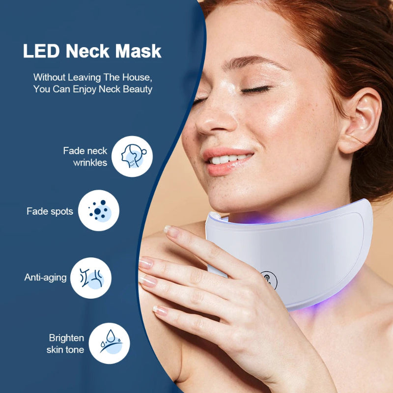 7-Color LED Facial Mask with Neck Light Therapy Mask – Wireless Rechargeable Skin Rejuvenation Beauty Device