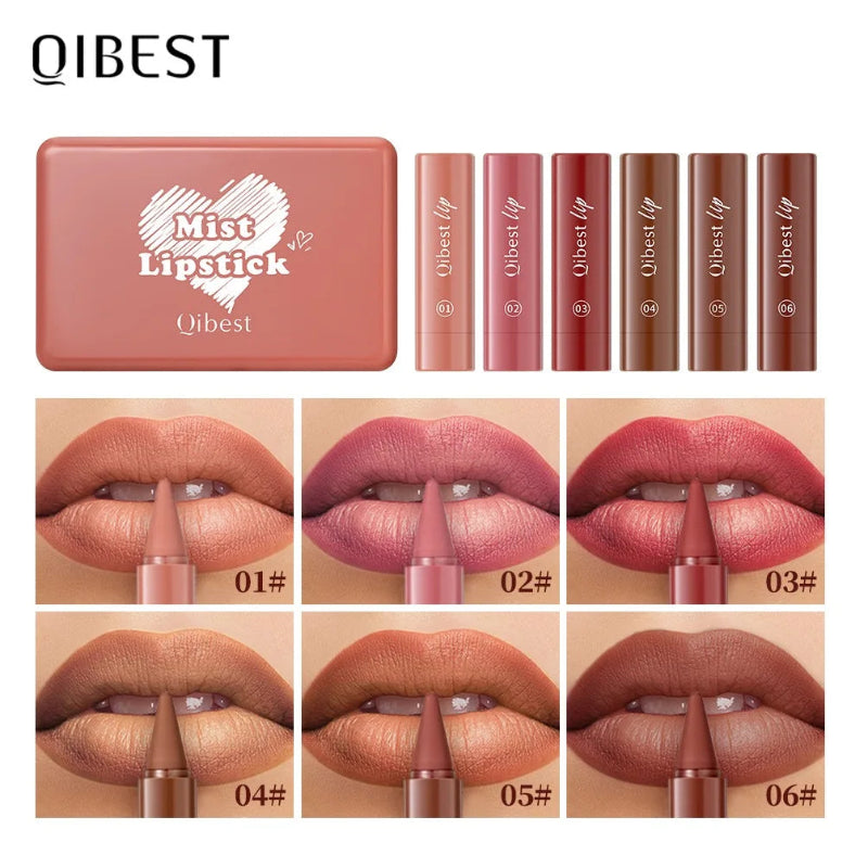 6-Color Mini Lip Liner & Lipstick Pencil – 2-in-1 Waterproof Matte Lip Makeup