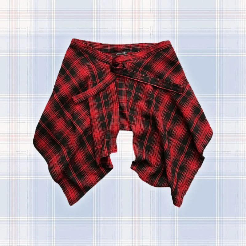 Checkered Hip Cover Scarf Belt for Yoga, Cycling and Dancing with Asymmetrical Plaid Design