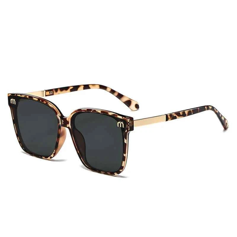 Luxury Black Sunglasses with Gold Accents – Stylish Square Frame with UV Protection