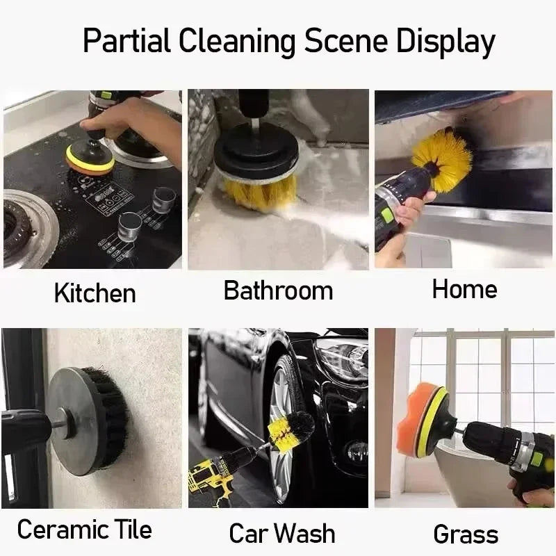 Electric Drill Scrubber Brush Kit for Car, Carpet & Glass