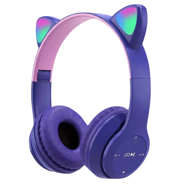 Cat Ear Wireless Headphones with LED Light for Fun Listening