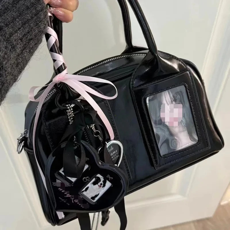 Women’s Transparent Display Window Crossbody Handbag with Top Handles