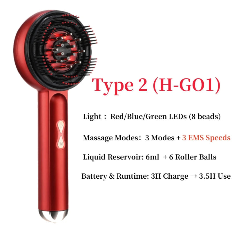 Electric Scalp Massage Comb with Light Therapy & Oil Applicator