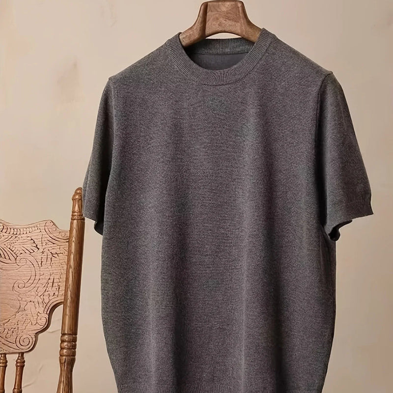 LVLAEA Men’s Charcoal Gray Round-Neck Short-Sleeve T-Shirt