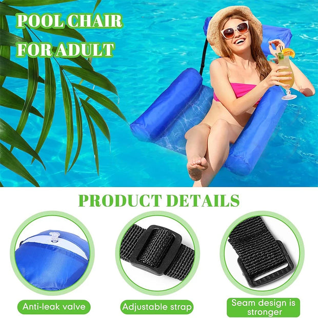 Inflatable Pool Lounger – Floating Chair with Backrest & Armrests | Multi-Color Summer Float