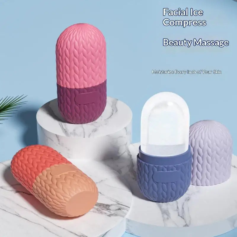 Silicone Cube Tray Shape Facial Ice Roller Reusable Face Massage Roller Skin Care Tool