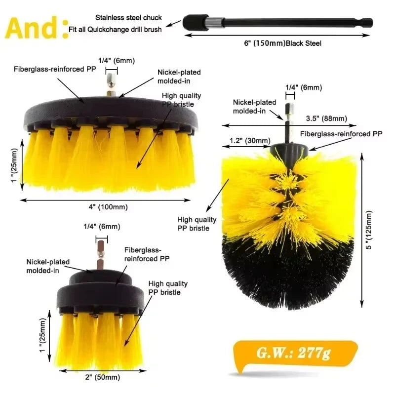 Electric Drill Scrubber Brush Kit for Car, Carpet & Glass