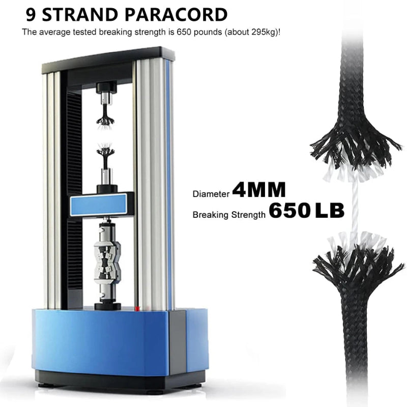 30/50/100M 4mm Paracord 9 Core 650 Military Standard Parachute Rope for Camping, Survival, DIY Bracelets & Outdoor Use