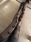 Fishnet Stockings with Bow Detailing | White & Black Lace-Up Hosiery