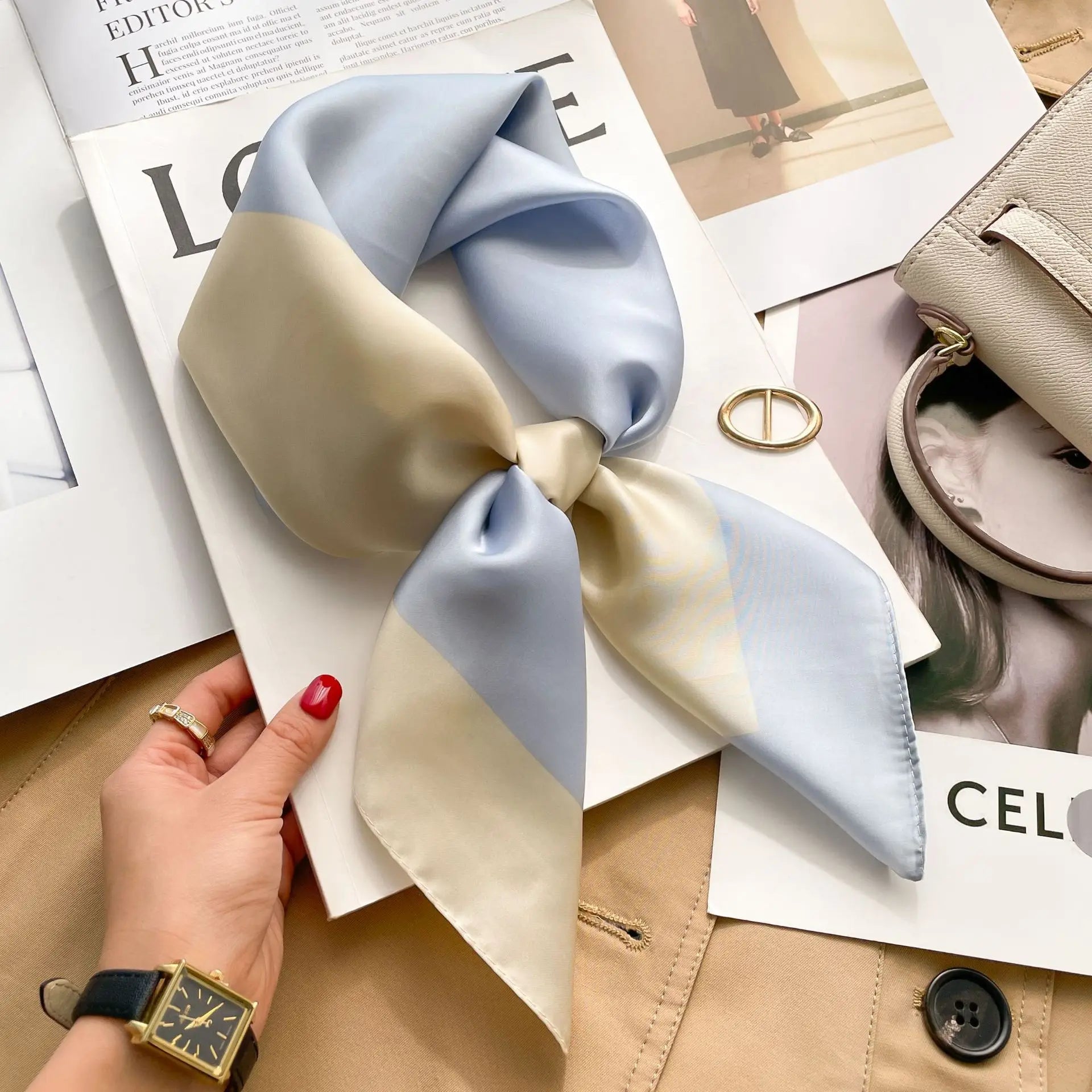 Women’s Printed Square Hair Scarf for Neck and Bag Styling