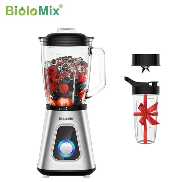 BioloMix 1300W Smoothie Maker with 1.5L Glass Jar, Personal Blending Bottle and US Plug