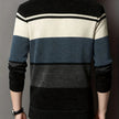 BTUR R BTNY Men’s Striped Knitted Pullover Sweater with Embroidered Chest Detail & Crew Neck