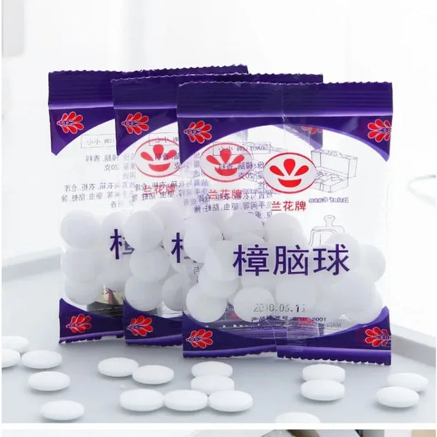Anti-Mildew Moth-Proof Camphor Balls – 1-10pcs Wardrobe, Shoe Closet & Drawer Insect Repellent Deodorizer