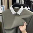 Men's Fake Two-Piece Polo Shirt – Long Sleeve Collar Knit Top Casual Fashion Sweater