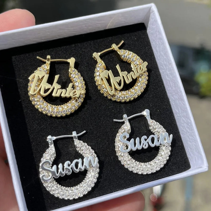Winter & Susan Name Hoop Earrings