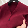 Men’s V-Neck Knit Cardigan – Solid Color Double Pocket Autumn Winter Sweater