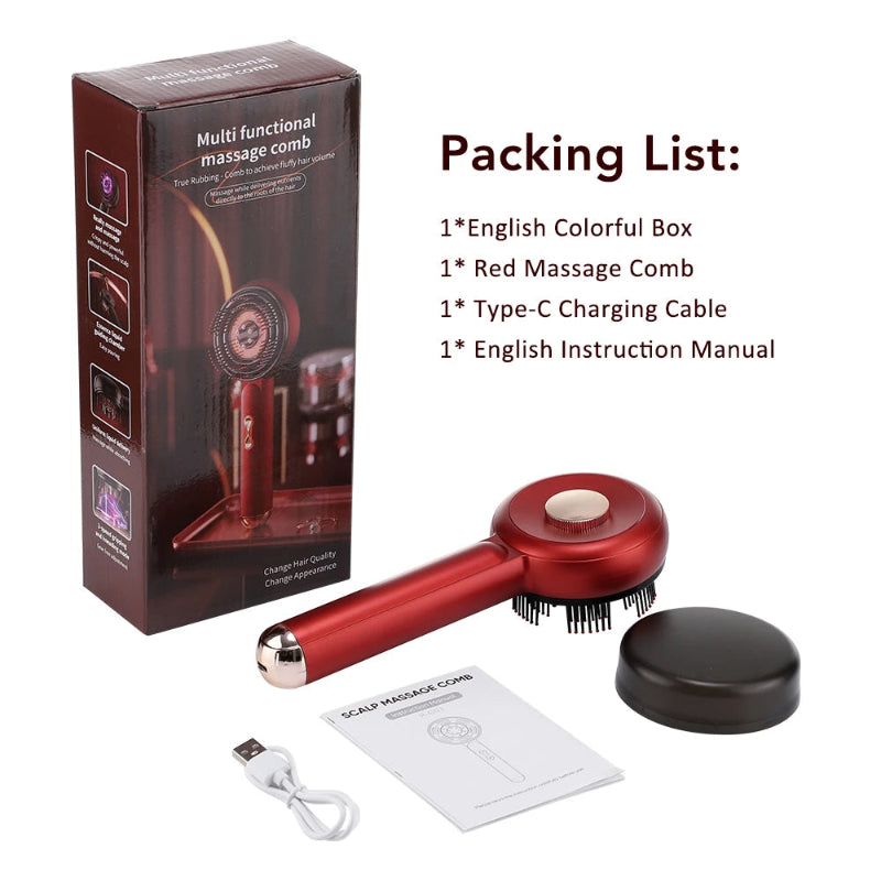 Electric Scalp Massage Comb with Light Therapy & Oil Applicator