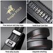 Rongke POLO Luxury Black Leather Belt with Polished Metal Buckle