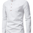 Men’s Long Sleeve Mandarin Collar Button Shirt with Multiple Color Options