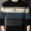 BTUR R BTNY Men’s Striped Knitted Pullover Sweater with Embroidered Chest Detail & Crew Neck