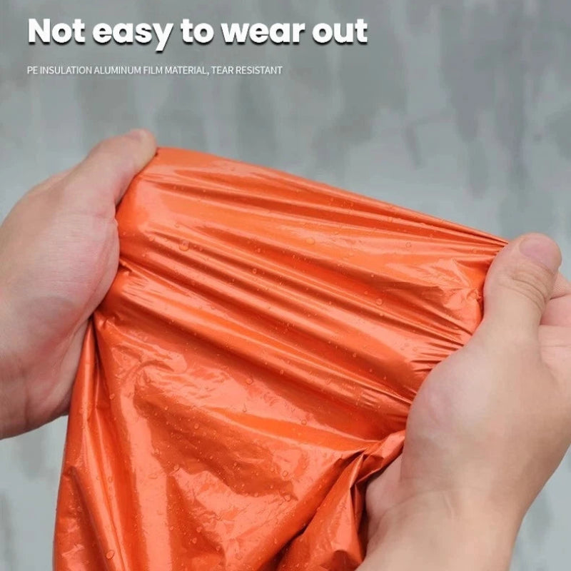 Portable Outdoor Emergency Rain Poncho with Mylar Thermal Liner Waterproof & Wind-Resistant for Camping & Emergencies