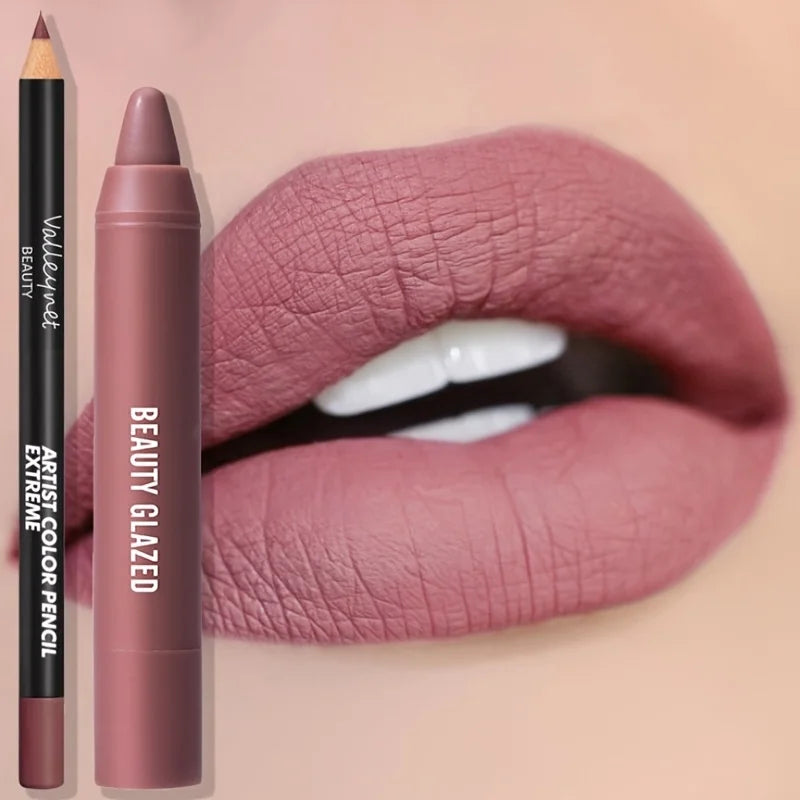 2pcs Matte Lip Liner & Lip Gloss Set Long-Lasting Waterproof Lip Makeup Combo