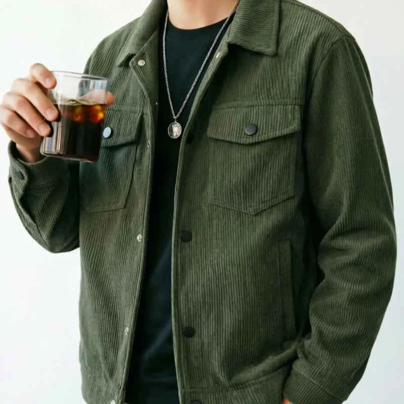 Men's Corduroy Jacket: Classic Collar Design, Multiple Colors Available, Loose Fit Comfortable and Versatile