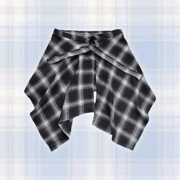 Checkered Hip Cover Scarf Belt for Yoga, Cycling and Dancing with Asymmetrical Plaid Design