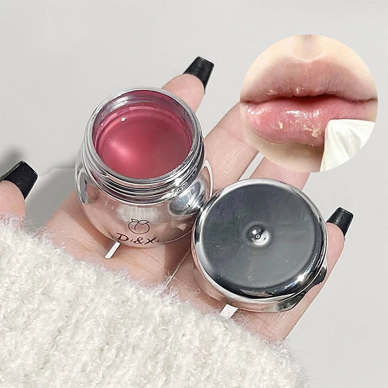 D&Xi Peach Little Silver Jar Lip Balm – Moisturizing Lip Care Jelly with Hydrating Lip Gloss Finish