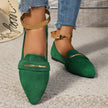 Women’s Pointed Toe Flat Shoes with Gold-Tone Ankle Strap & Metal Bar Detail