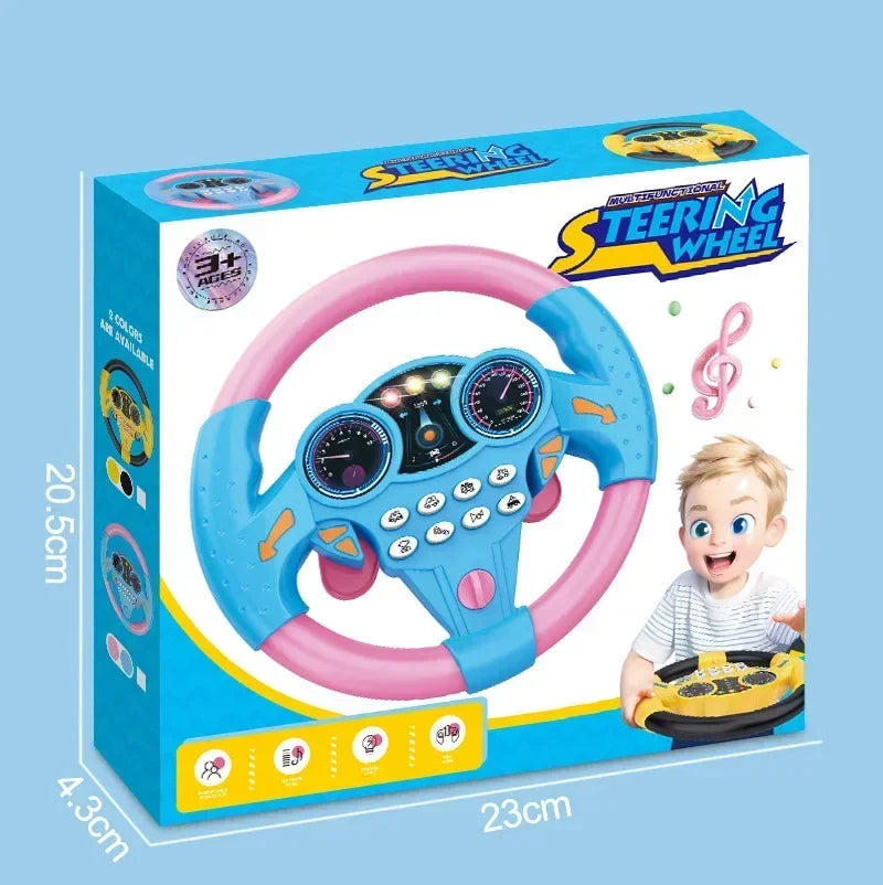 Infant Simulation Steering Wheel Toy with Light Sound Effects Kids Early Education Driving Toy for Stroller Car Play