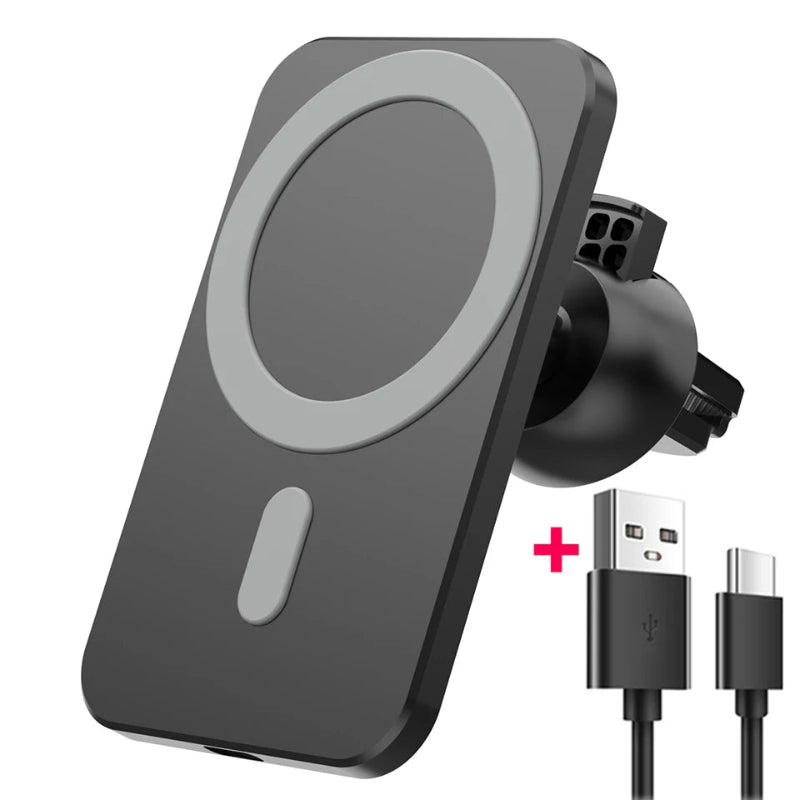 Magnetic Wireless Car Charger 30W – Fast Charging Phone Holder for iPhone 14, 13 & 12
