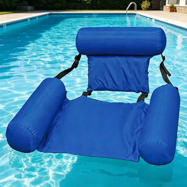 Inflatable Floating Pool Chair with Backrest – Multi-Color Adult Lounger