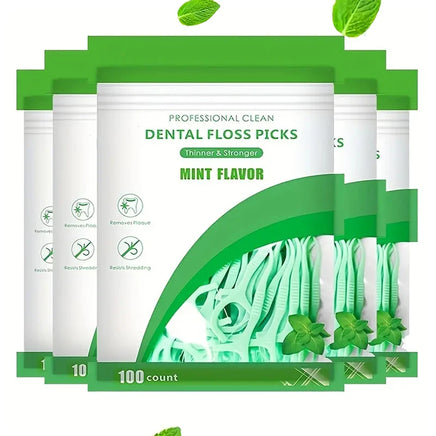 500pcs Mint Mouth Dental Floss – Disposable Interdental Cleaning Floss Sticks