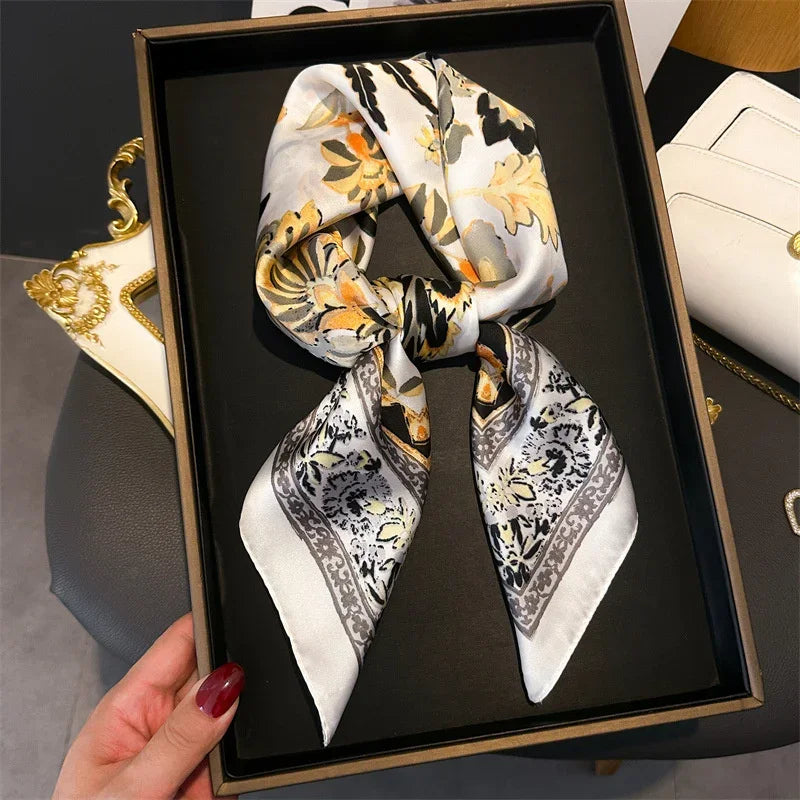 Women’s Luxury Print Neckerchief Scarf for Hair Neck and Handbag