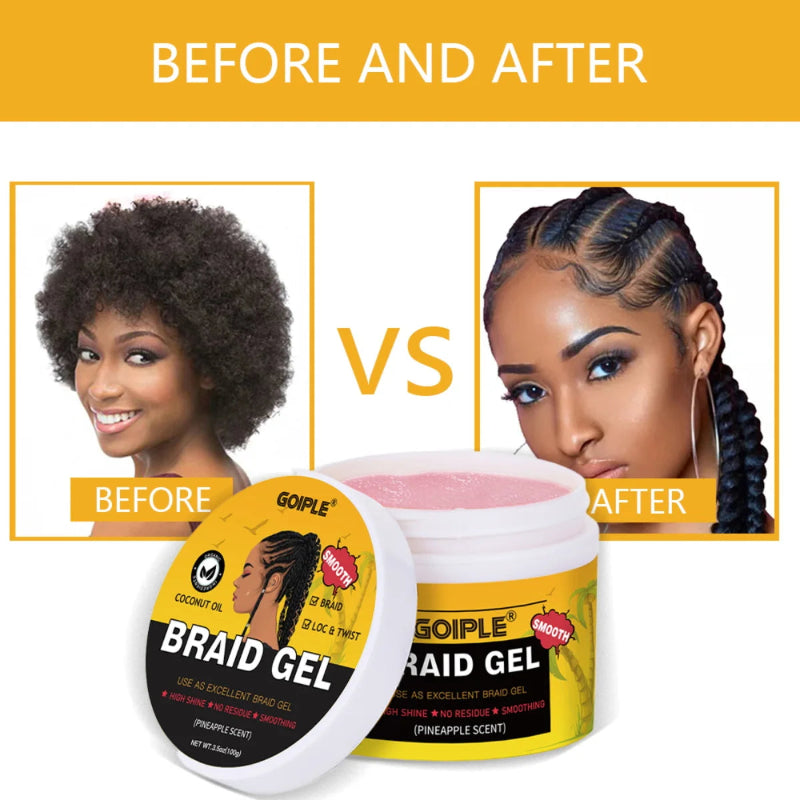 GOIPLE Strong Hold Braid Gel – High Shine Moisturizing Edge Control for Braids, Locs & Twists
