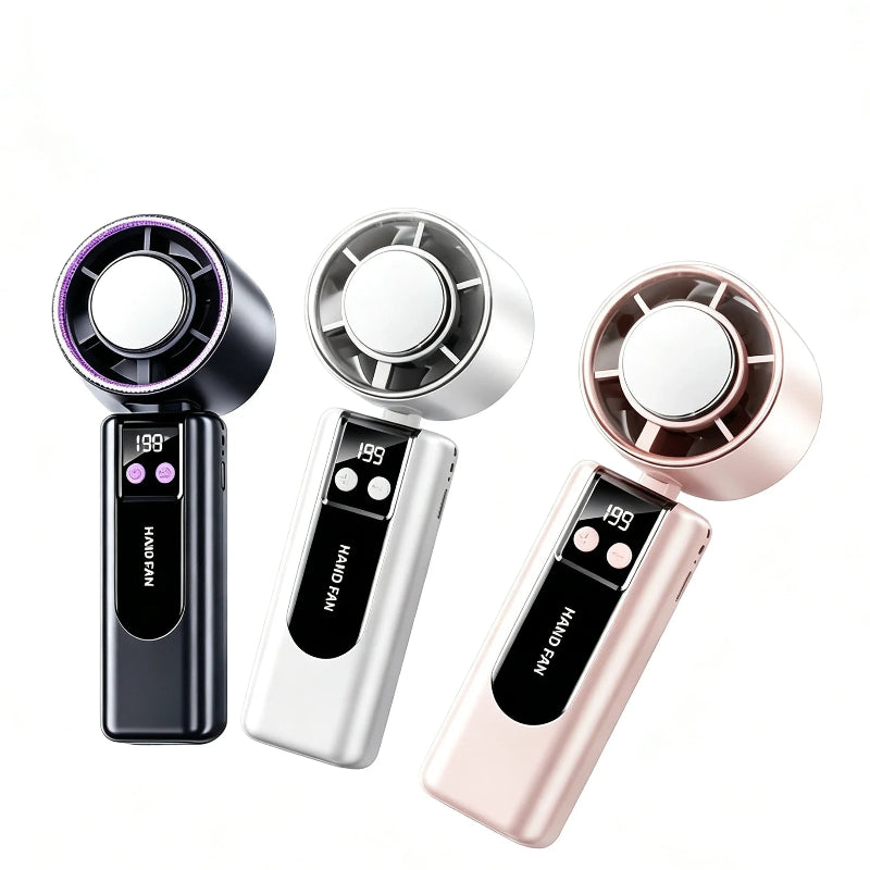 199-Speed Portable Turbo Handheld Fan with Semiconductor Ice Cooling, Digital Display & Type-C Charging