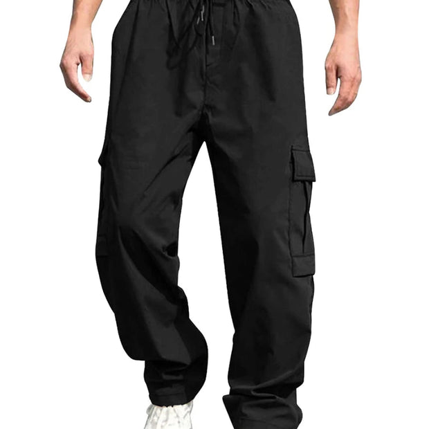 Men's Cargo Pants with Multi-Pocket Design and Adjustable Drawstring Waist