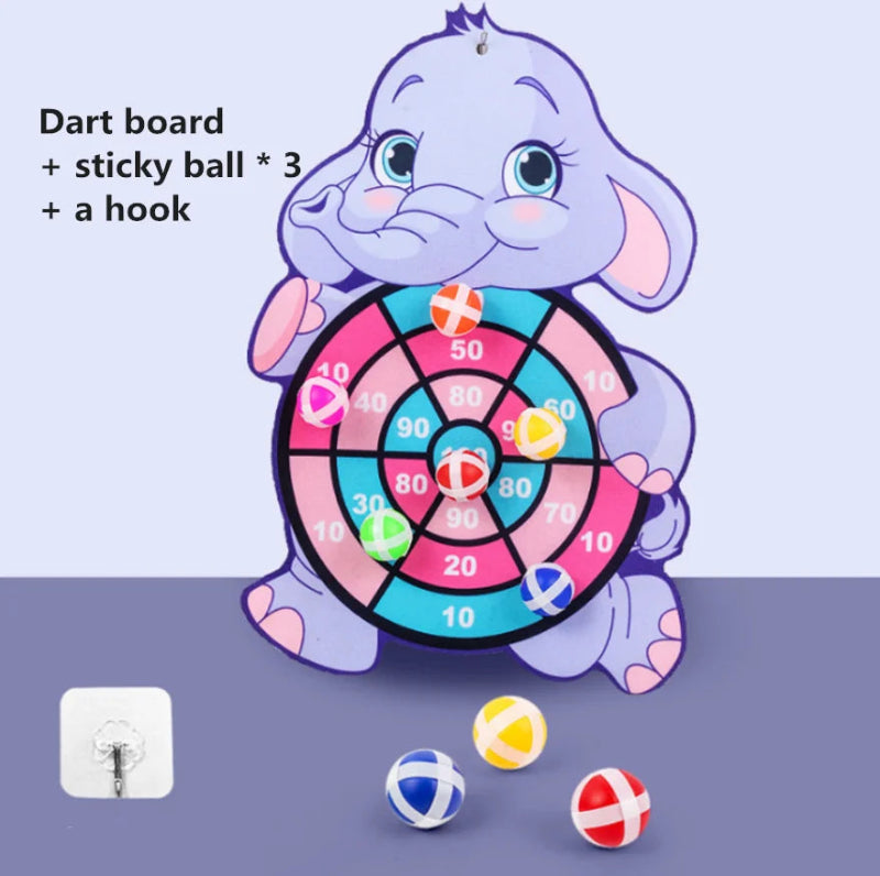 Montessori Cartoon Animal Dart Board Sticky Ball Game for Kids 2-4 Years Educational Interactive Toy Baby Family Indoor Activity